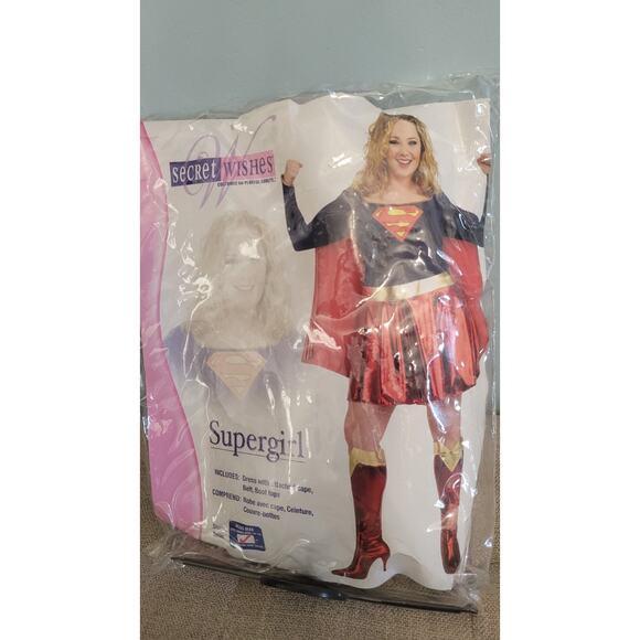 Secret Wishes Supergirl Costume – Plus Size (Fits 14–16) – DC Comics Dress with - Picture 1 of 7